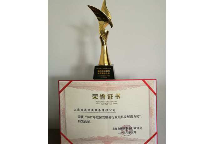 2017年度保安服务行业最具发展潜力奖